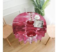 Round Red Cherries Tablecloth 60 Inches, Waterproof Dining Table Cover, Coffee Table Decorative Tablecloth, Dining Table Protector.