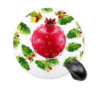 Round Red Fruit Mouse Pad Non-Slip Rubber Base Waterproof Mouse Mat Travel Portable Gaming Mousepad for Office Work Home Computer Laptop Personalized Accessory