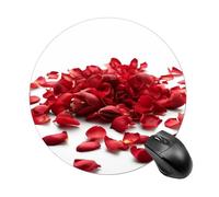 Round Red Petals Scattered Mouse Pad Non-Slip Rubber Base Waterproof Mouse Mat Travel Portable Gaming Mousepad for Office Work Home Computer Laptop Personalized Accessory