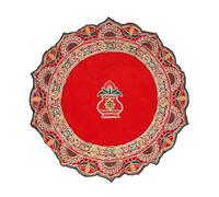 Round Red Pooja Velvet Cloth Mat Aasan Decorative Cloth with Sequence Work for Decorations Multipurpose Pooja Decoration Festival Temple Item Thal Cover & Puja Articles (Size :- 18 x 18 Inches)