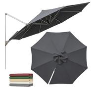 Round Replacement Canopy 9ft 10ft for Cantilever Patio Umbrella 8 Ribs, Water-Repellent Fade-Resistant Outdoor Cover Garden Pool(Gray,2.7x2.7m (8x8ft))