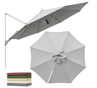 Round Replacement Canopy 9ft 10ft for Cantilever Patio Umbrella 8 Ribs, Water-Repellent Fade-Resistant Outdoor Cover Garden Pool(Silver,2.7x2.7m (8x8ft))