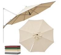 Round Replacement Canopy 9ft 10ft for Cantilever Patio Umbrella 8 Ribs, Water-Repellent Fade-Resistant Outdoor Cover Garden Pool(Beige,2.7x2.7m (8x8ft))