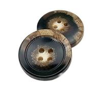 Round Resin Pattern Button with Four Holes, Coffee, 10mm 6 Pcs