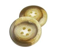 Round Resin Pattern Button with Four Holes, Khaki, 10mm 6 Pcs