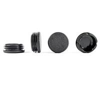 Round Ribbed Black Plastic Insert Plugs end caps (42mm-See Second Image for Dimensions, Pack of 8) Made in Germany.