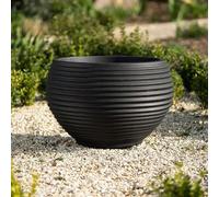 Round Ribbed Planter Pot Black 41cm Primrose Black One Size