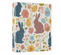 Round Ring Binder 3 Rings Binders 1-1/2 Inch Holds 200 Sheets Versatile Binders for School Office Supplies Easter Rabbits Flowers, 1 Pack