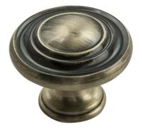 Round Ringed Pattern Door Knob 32mm Diameter Antique Burnished Brass Handle