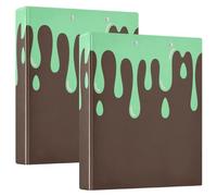 Round Ringing 2PCS Binder 1-1/2 Inch Binder with Pockets 1/2 Packs Binder for College Students 200 Sheets - Graffiti Art Green Brown