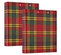 Round Ringing 2PCS Notebook Binders 1 and A Half Inch Notebook Binders with Pocket Cover 1/2 Pack Binder for College Students 200 Sheets - Scottish Clan Stewart Tartan Plaid