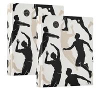 Round Rings 2PCS Notebook Binders 1.5 in Notebook Binders with Clipboard Pack of 1/2 School Supply 200 Sheets - Volleyball Sport Beige