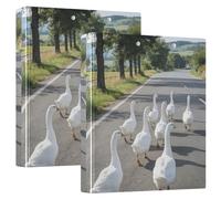 Round Rings 2PCS Notebook Binders One and A Half Inch Notebook Binders with Pockets 1/2 Pack of Binders School Supply 200 Sheets - Group of Geese Road Trees