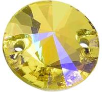 Round Rivoli Best Glass Crystal AB Sew On Rhinestone Many Colors Flatback Stone Sewing Wedding Dress(Citrine Ab)