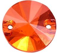 Round Rivoli Best Glass Crystal AB Sew On Rhinestone Many Colors Flatback Stone Sewing Wedding Dress(Orange Ab)