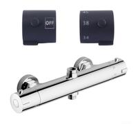 Round Rod Shower Handle Kit Top Bottom Outlet 9mm(Black) | Clear for temp indicator, easy adjustment, relaxing shower experience, daily use, black or silver