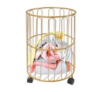 Round Rolling Laundry Basket with Wheels, Large Tall Hamper for Bedroom, Durable Storage Cart for Commercial Use