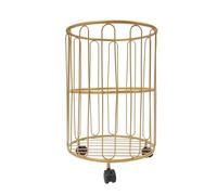 Round Rolling Laundry Basket with Wheels, Metal Basket Cart, Mobile Laundrys Hamper Floor Storage Carts, for Bedoom Balcony Bathroom(Gold)