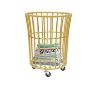 Round Rolling Laundry Basket with Wheels, Metal Basket Cart, Mobile Laundrys Hamper Floor Storage Carts, for Bedoom Balcony Bathroom(Gold)