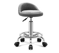 Round Rolling Stool Chair with Wheels and Backrest, Adjustable Height Swivel Stool, Comfortable Emulsion Seat Chair, Heavy Duty Stools for Shop/Beauty/Salon/Spa/Tatt black2 Vigorous Friendship Years