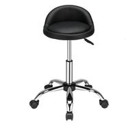Round Rolling Stool With Wheels - Height Adjustable Swivel Stool With Low Black