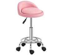 Round Rolling Stool With Wheels - Height Adjustable Swivel Stool With Low Pink