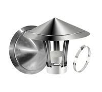 Round Roof Chimney Cowl Stainless Steel Rain Cover Cap Chimney Cowl for Fireplace Flue Furnace Exterior Stove Vent 80-300mm(130mm/5.11in)