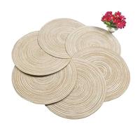 Round Rop Braided Table Place Mat,Braided Placemas Non Slip Table Mat Set Of 6,Dining Kitchen Table Washable 15 Inch