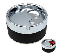 Round Rotating Ashtray Table Ashtray Modern Colorful with Flip Lid for Cigarette Ashes Butts in Garden, Bar, Office, Home (Black)