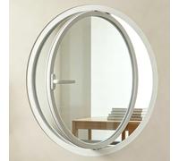 Round Rotating Glass Windows,Round Window with Aluminum Frame,360° Rotatable Ventilation Windows,Round Opening Portlight Porthole Window with Handle,for Shed, Basement(White/Clear,45cm/17.7in)