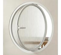 Round Rotating Glass Windows,Round Window with Aluminum Frame,360° Rotatable Ventilation Windows,Round Opening Portlight Porthole Window with Handle,for Shed, Basement(White,80cm/31.3in)