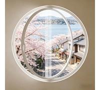 Round Rotating Glass Windows with Tempered Glass, Round Opening Rotating Portlight Porthole Window with Sun-Protection Film and Gloves, for Bedroom Bathroom(White-1,100cm/39in)