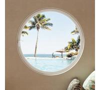 Round Rotating Sliding Shed Window - Aluminum Alloy Cle Replacement with Privacy s Ple Skylight, 80cm F Mount for Garden Showcase (White-C)