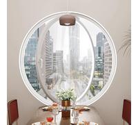 Round Rotating Tempered Glass Windows, 360° Rotatable Aluminum Alloy Ventilation Windows, Porthole Window for Bathroom, Kitchen, Playhouse Decor,White 3,30cm/11.8in