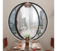 Round Rotating Tempered Glass Windows, 360° Rotatable Aluminum Alloy Ventilation Windows, Porthole Window for Bathroom, Kitchen, Playhouse Decor,Black 3,30cm/11.8in