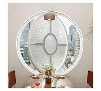Round Rotating Tempered Glass Windows, 360° Rotating Pivot Casement Window with Handle and Aluminum Frame, Flush Mount Porthole Windows for Indoor Outdoor(White,80cm)
