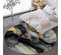 Round Rug 100 cm Circle Area Rug Ink Painting Abstract Marble Pattern Carpet Washable Round Rugs for Bedroom Aesthetic Bathroom Laundry Living Room Kitchen, Colorful Home Decor Carpet