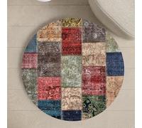 Round Rug 100cm Circle Area Rugs How much is the retro ethnic style patchwork beige Carpet for Living Room Bedroom Bedside Home Decor
