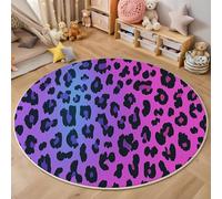 Round Rug 100Cm For Indoor Outdoor Bedroom Kitchen,3D Gradient Leopard Print Fashion Art Non-Slip Washable Durable Carpet Floor Mats,Pink Purple Home Hotel Decor Floor Rugs
