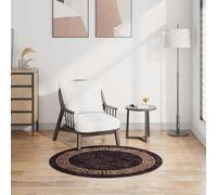 Round Rug Ø120 cm Black Polyester Velvet Low Pile PVC Non-Slip Washable Machine