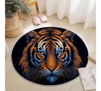 Round Rug 120 Cm,Machine Washable Rug, Non Slip Floor Carpet, Low Pile, Art Tiger Stripes Orange Color For Bedroom Living Room Entryway Lounge Kids Room Home Decor Floor Mat