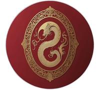 Round Rug 120 cm Soft Washable Red Gold Circle Rug, Minimalist Chinese Dragon Print Non Slip Lightweight Carpet for Living Room Dining Room Kitchen Bedroom Entryway