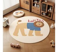 Round Rug 120Cm Children Blue Yellow Circle Area Rug Soft Shaggy Carpet for Kids Room Floor Mat,Living Room Non Slip Washable Carpet for Home Decor