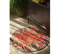 Round Rug 120Cm Children Orange Animals Circle Area Rug Soft Shaggy Carpet for Kids Room Floor Mat,Living Room Non Slip Washable Carpet for Home Decor