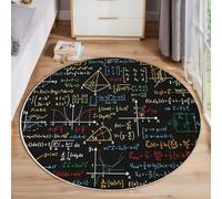 Round Rug 120cm, Machine Washable & Non-Slip Low Pile Circle Carpet, Soft Educational Significance Mathematical Formula Circular Area Rugs for Living Room, Bedroom, Kitchen, Nursery,Yellow Black