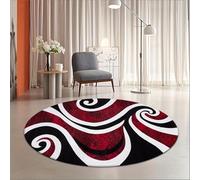 Round Rug 140Cm Diameter Red And Black Circle Rug Non Shedding Soft Carpet Short Pile Rugs Washable Anti Slip,Indoor And Outdoor Carpet Suitable For Patio And Living Room Bedroom