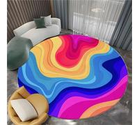 Round Rug 150 cm Psychedelic Swirl Wave Pattern Soft Non Slip Round Area Rugs, Washable Indoor Floor Accent Colourful Carpet - Living Room Bedroom Kitchen Dining Room