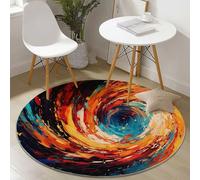 Round Rug 180 cm, Colorful Soft Non Slip Area Rug, Machine Washable Low Pile Carpet, Abstract Planet Swirls Rugs for Living Room Bedroom Kitchen Nursery Lounge Office Bath Mat