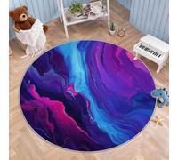 Round Rug 200 cm, Weather Non Slip Abstract Swirl Marble Rugs, Foldable Round Rug Easy Clean UV Washable Bedroom Carpet- Children's Room Mat