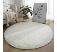 Round Rug 200cm - Soft & Cozy Long Pile Area Rug for Living Room Bedroom Non-Slip Plush Carpet in White - Perfect for Home Décor 160cm 120cm 80cm 140cm 100cm